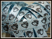 Silver Hearts on Light Blue