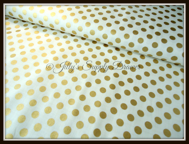 Swiss Dot Metallic Gold Fabric
