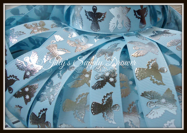 Silver Angels on Light Blue
