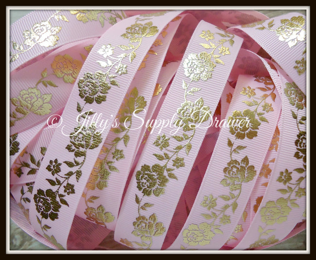 Gold Roses on Pink