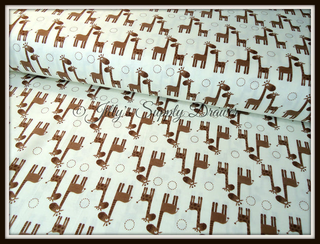 Brown Giraffes on Cream Giraffe Crossing